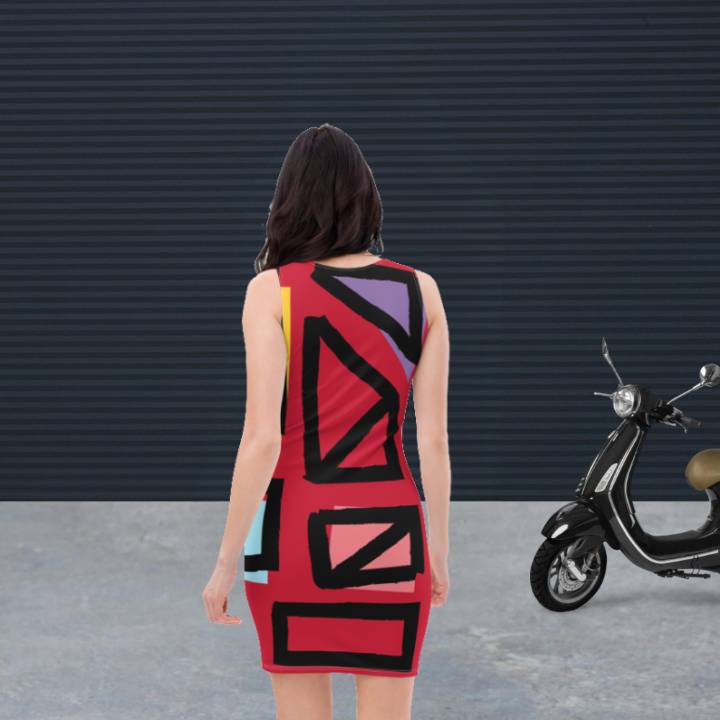 Red Psychedelic Bodycon Dress