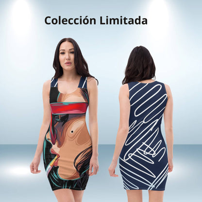 Chic Illusion fitted dress Navy blue