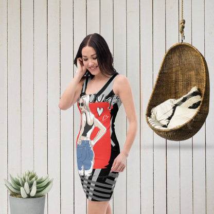 Hallo schwarzes tailliertes Kleid