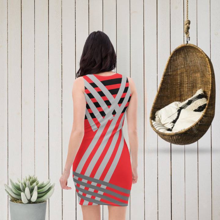 Hallo rotes tailliertes Kleid