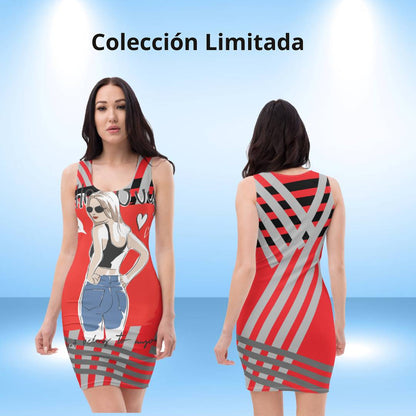 Hallo rotes tailliertes Kleid