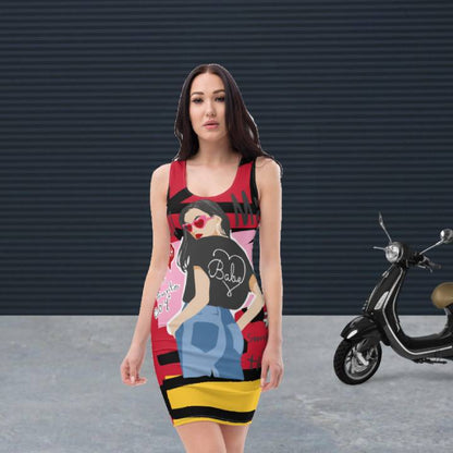 Rotes psychedelisches, figurbetontes Kleid